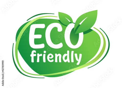 Eco friendly green icon with leaf