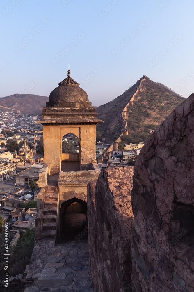 Amer Fort Rajasthan with view of Jaipur city scape