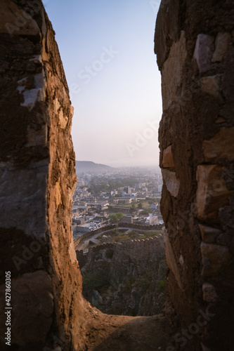 An ancient watchtower overlooking the city of Amer in Rajasthan  India.