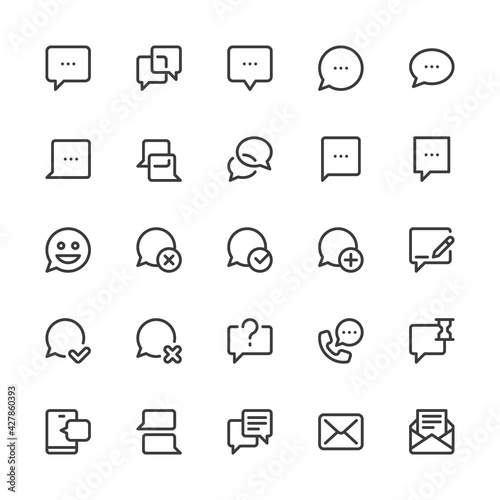 Simple Interface Icons Related to Message. Conversation, SMS, Notifications, Group Chat. Editable Stroke. 32x32 Pixel Perfect.