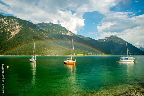 Sailingboats in the Achensee, Tyrol photo