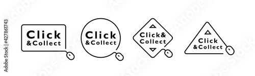 Click and collect line icon set isolated on white background. Concept online order. Design for ecommerce, internet orders, internet sales and retail