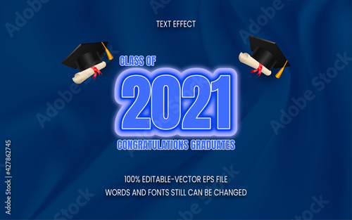 class of 2021 graduation text effect, editable text effect style.