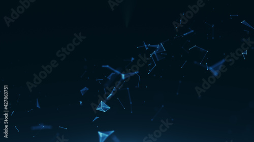 Abstract Digital Data Plexus Technology Background/ 4k animation of an abstract plexus shape technology background with low polygons lines and dots for network digital data concept and communication photo