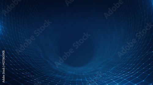 Abstract Digital Data Plexus Technology Background/ 4k animation of an abstract plexus shape technology background with low polygons lines and dots for network digital data concept and communication