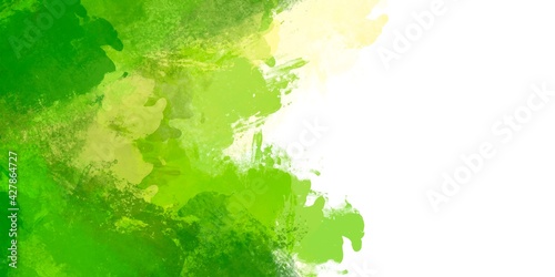 Green brush paint watercolor background texture from illustration, equipment isolated on white background.with copy space