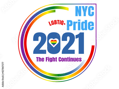 Current year with heart and its representative colors and the motto of this year in circular form.