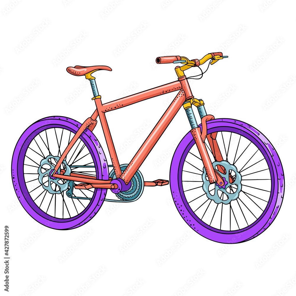 Obraz premium Bicycle. International Bicycle Day. Bicycle drawn in cartoon style.