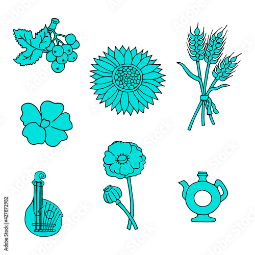 Set of vector elements on the Ukrainian theme.