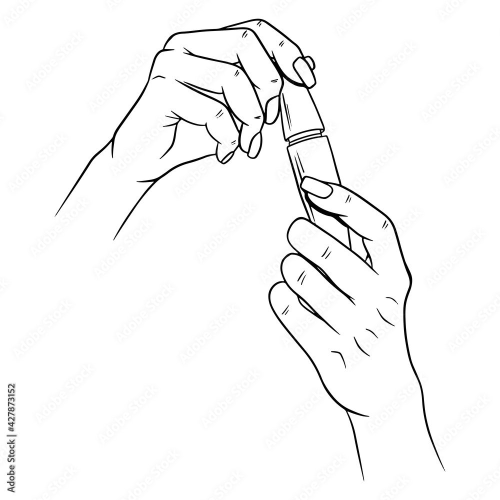 Women's cosmetics. Mascara in female hands. Face cosmetics. Cartoon style. I Women's cosmetics. Mascara in female hands. Face cosmetics. Cartoon style. I