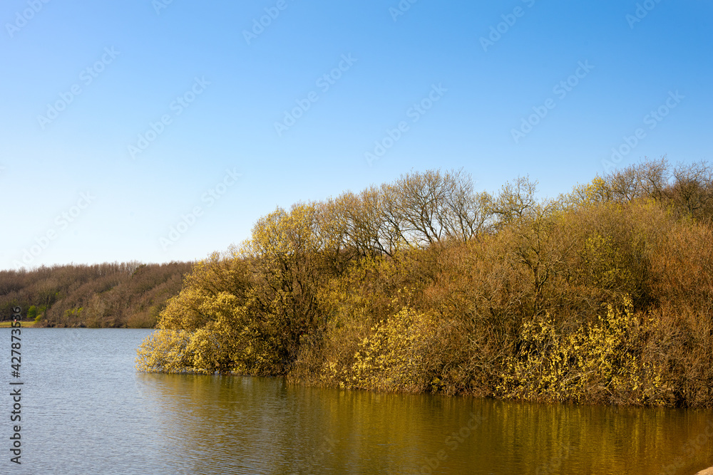 View of Arlington reservoir on a sunny spring afternoon, England