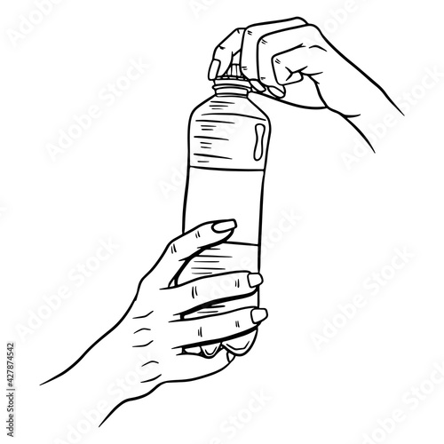 Water bottle. International Water Day. Water in a plastic bottle. Cartoon style. Vector illustration.