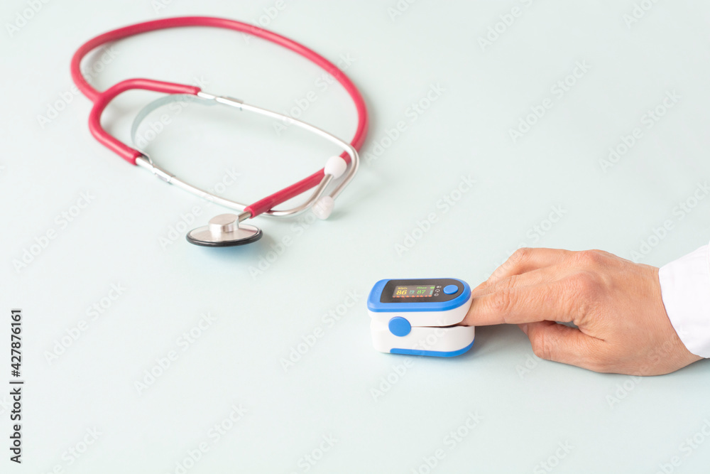 Pulse Oximeter, finger digital device to measure person's oxygen