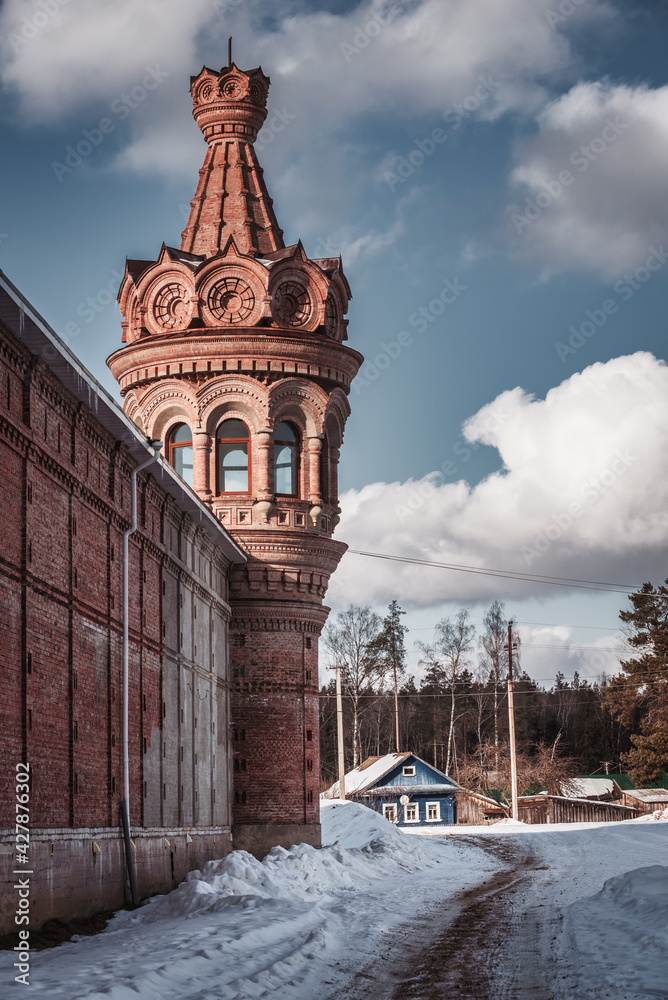 Fototapeta premium One of the towers of the Solba nunnery in the village of Solba, Tver region