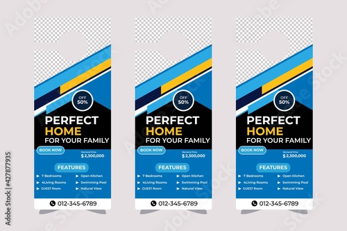 real estate home house construction door hanger design template