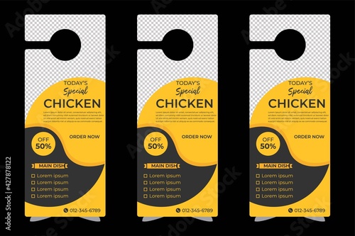 Food restaurant chicken door hanger design template