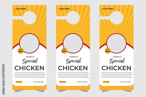 Food restaurant chicken door hanger design template