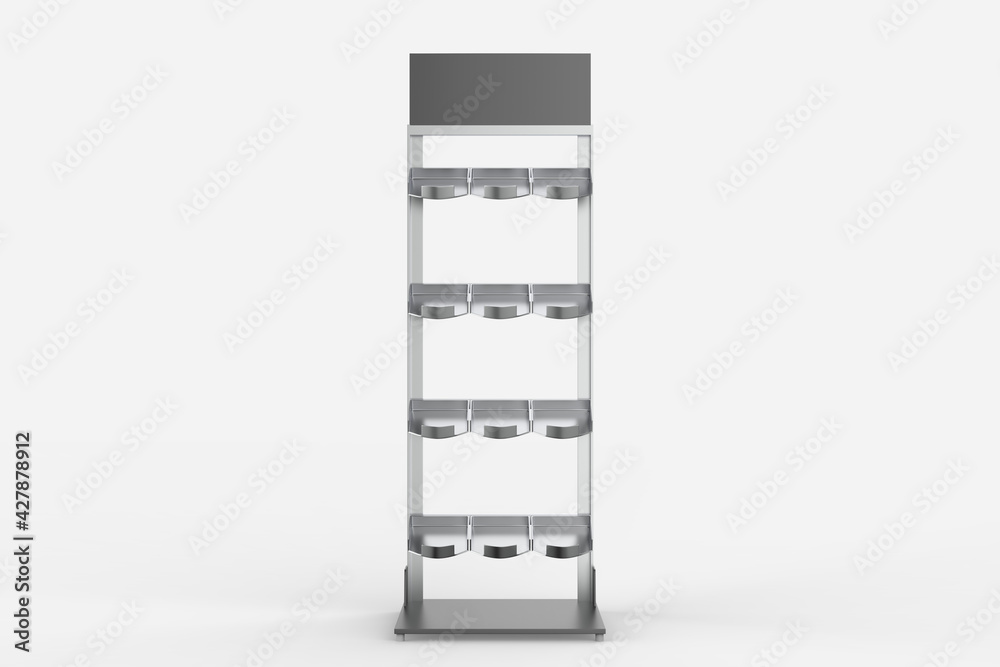 Display stand, retail display stand for product , display stands isolated on white background. 3d illustration