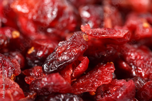 Dried cranberries. Cranberry dried macro photography.