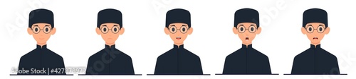various kinds of Muslim male expressions in a bundle set