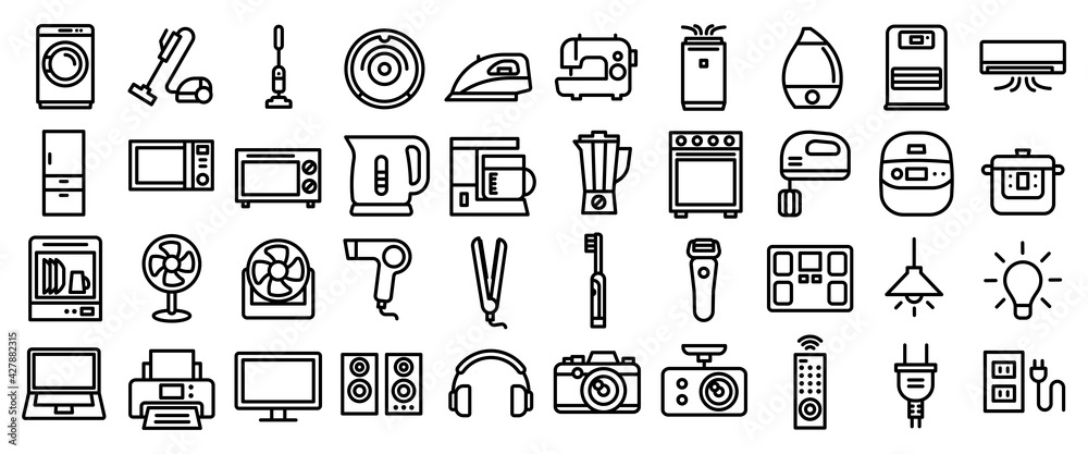 Home appliances vector icon 家電アイコンセット Home appliances vector icon 家電アイコンセット