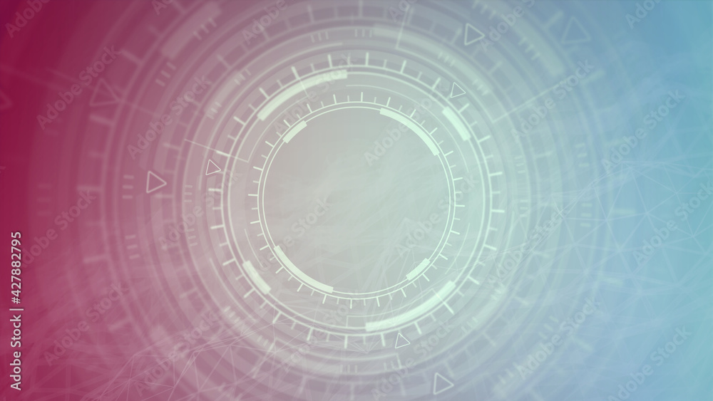 Obraz premium multi colored hi-tech abstract background of moving hud circles, cyberpunk concept - abstract 3D rendering