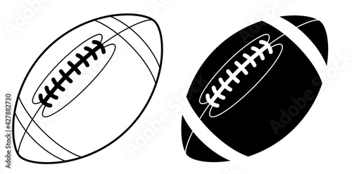 Sports ball for playing American football icon. Team sports. Active lifestyle. Isolated black and white vector