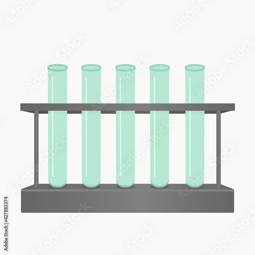 Laboratory test tubes in a stand isolated on white background. Vector illustration.