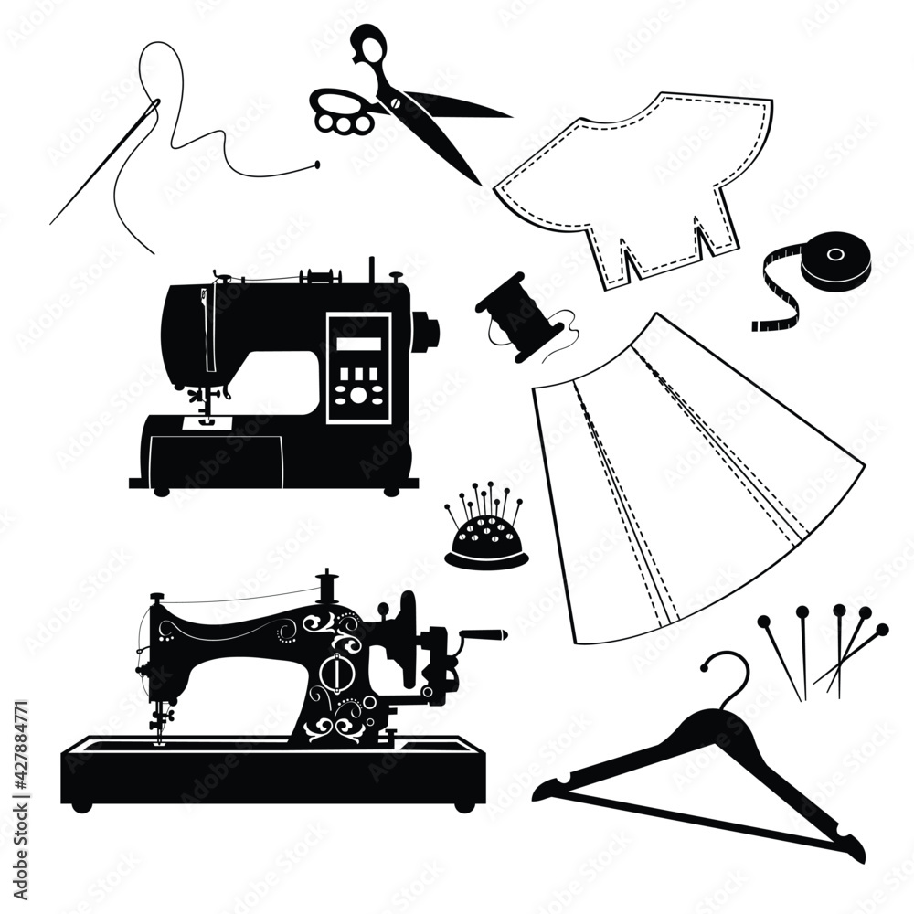 Sewing accessories and tailor shop vector elements Stock Vector by