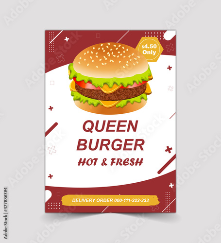 Burger poster concept. Fast food poster . Food restaurant poster template. 