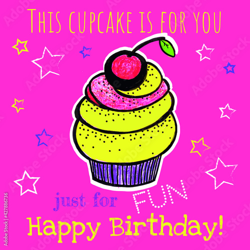 birthday card with cupcake