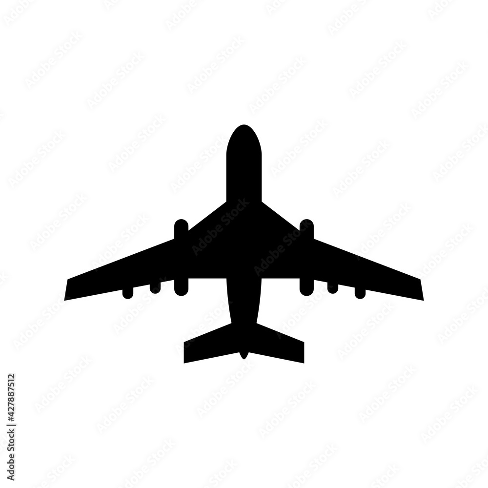 Airplane icon on a white background. Vector illustration on a white isolated background Airplane icon on a white background. Vector illustration on a white isolated background