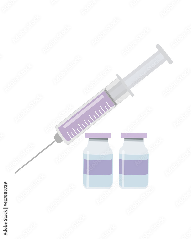 Medical disposable syringe with a needle. Applicable for covid 19, coronavirus vaccine injection, vaccination illustration Medical disposable syringe with a needle. Applicable for covid 19, coronavirus vaccine injection, vaccination illustration