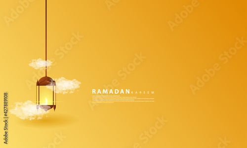 ramadan background, contains rlemen lanterns and clouds