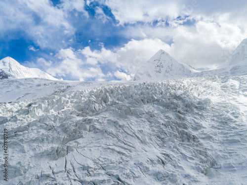 Aerial view of fossil glacier in Tibet,China