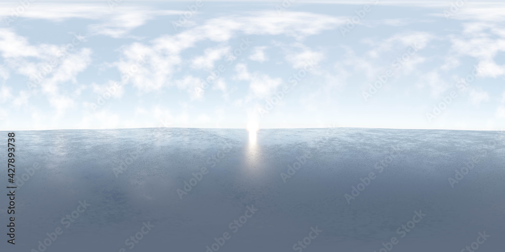 360 procedural sky panorama with clouds and sunset sun rise 3d render illustration degrees panoramic sky hdri vr style