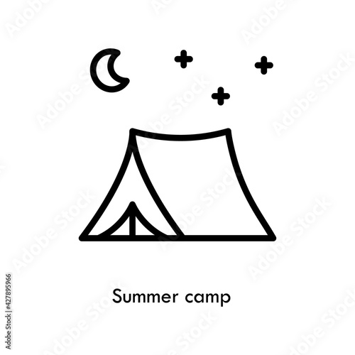 Camping tent flat line icon. Sport and tourism simple vector illustration. Outline sign for mobile concept and web design, store