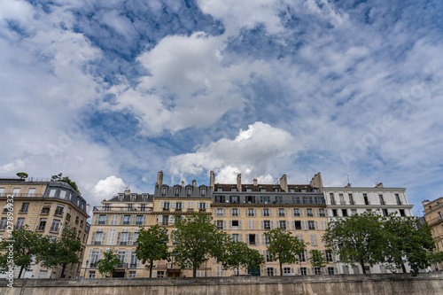 Haussmann architecture buildings along banks of the Seine river
