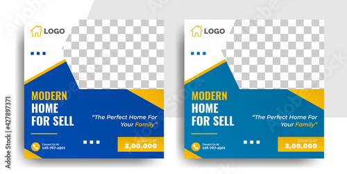 Real Estate property Flyer Template, home for sale and living real estate social media banner post template vector