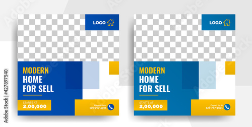 modern Real Estate property Flyer Template, home for sale and living real estate social media banner post template vector