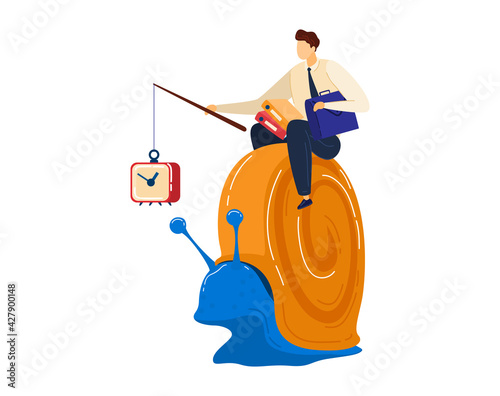 Time management business, slow work, urgency deadline, urgency concept, isolated on white, design, flat style vector illustration.