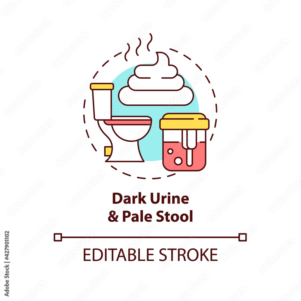 Dark urine and pale stool concept icon. Liver disease symptom idea thin line illustration