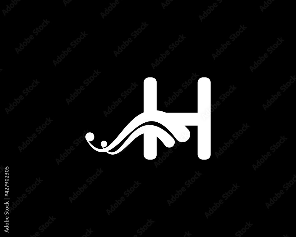 Fototapeta premium Corporation Letter H Logo With Creative Swoosh Liquid Icon in Black Color, Vector Template Element