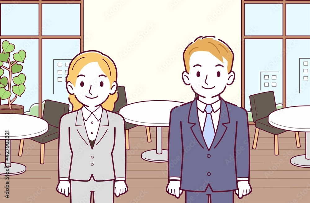 ビジネススーツを着た二人の金髪の人