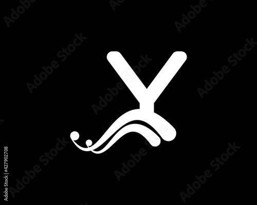 Corporation Letter Y Logo With Creative Swoosh Liquid Icon in Black Color, Vector Template Element