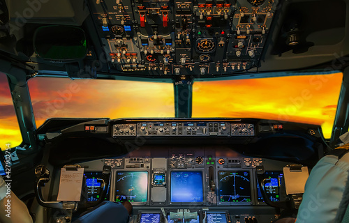 Pilot Interior cockpit Airplane flying