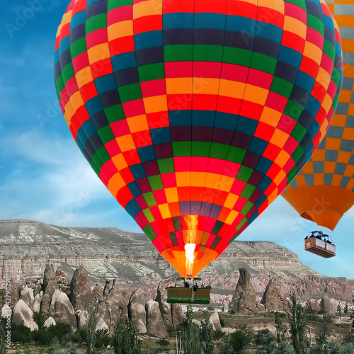 Tourists ride hot air ballons