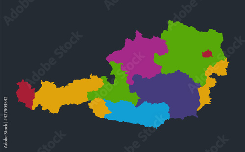 Austria map  flat design colors  blue background  blank raster