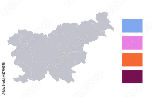 Infographics of Slovenia map, individual states blank
