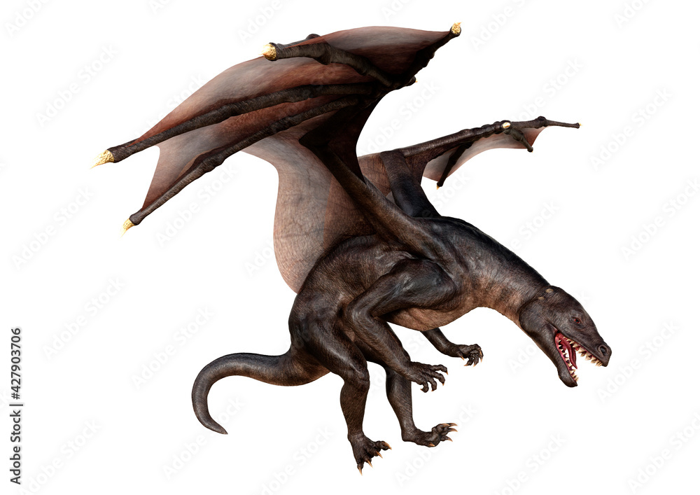 Fototapeta premium 3D Rendering Fairy Tale Dragon on White
